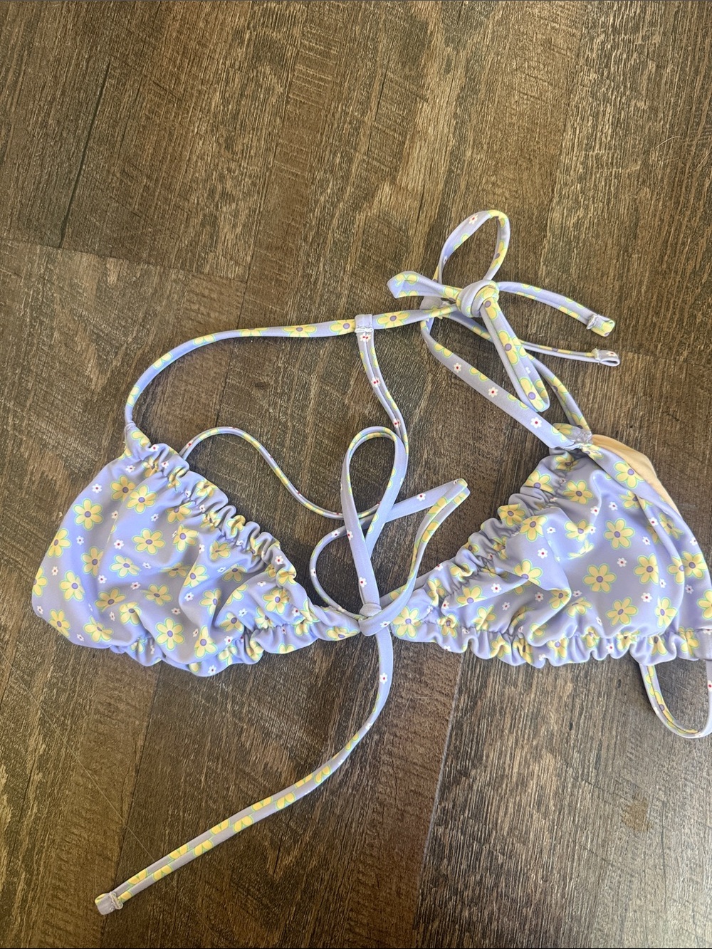 NWOT Hey Harper Floral Lavender Triangle Bikini Top - Yellow Daisy Print